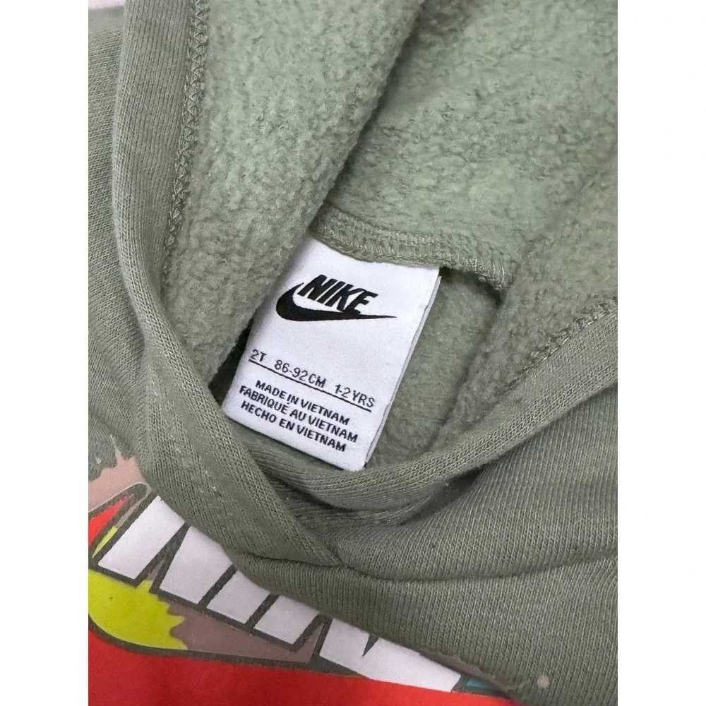 Nike Futura Hoodie Kids 2T Green Splatter Graphic‎ Fleece Pullover Sweatshirt